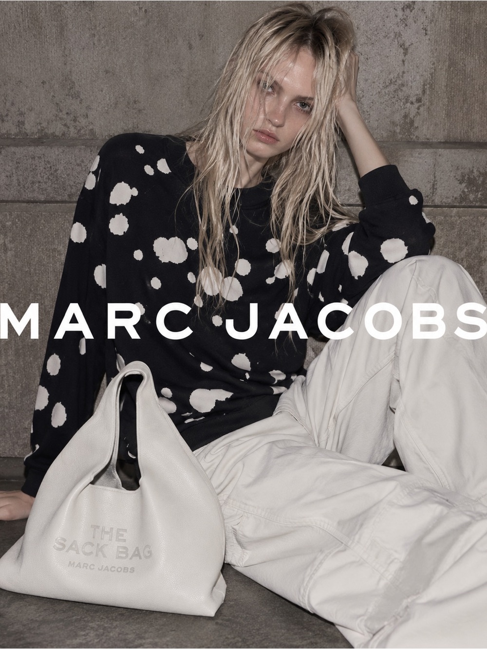 Marc Jacobs Black Crewneck Sweater with White Splatter Print
